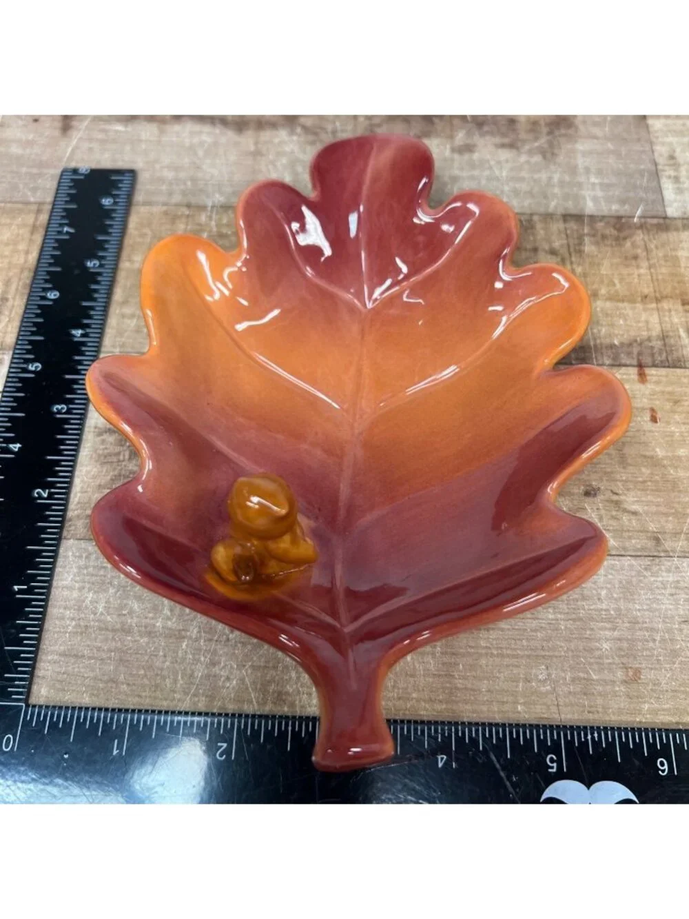 Russ Berrie Bonnie Lynn Thanksgiving Orange Leaf Shape with Bear